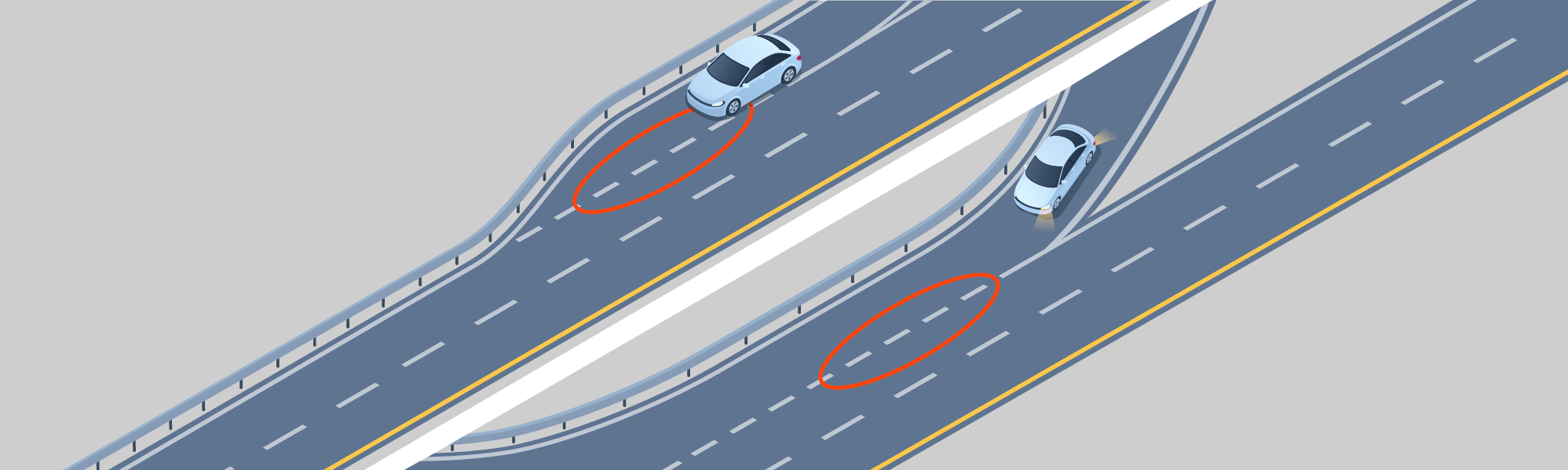 Traffic lights & pavement markings - Broken lines that are wider and closer together than regular broken lines are called continuity lines. When you see continuity lines on your left side, it generally means: